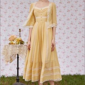 Lacemade Yellow Lace Dress & Cardigan